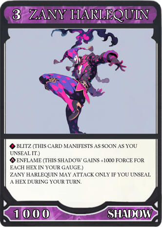 Zany Harlequin card